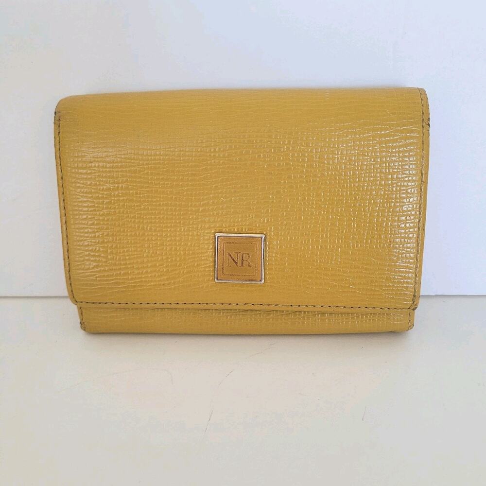 Nina Ricci Mustard Yellow Wallet Leather Italian Bifold Boho‎ Designer